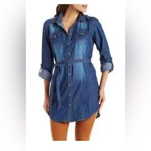 Charlotte Russe Blue Denim Shirt Dress